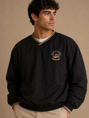 Vintage LSU Tigers Athletic Faculty Management Pullover Windbreaker Large
